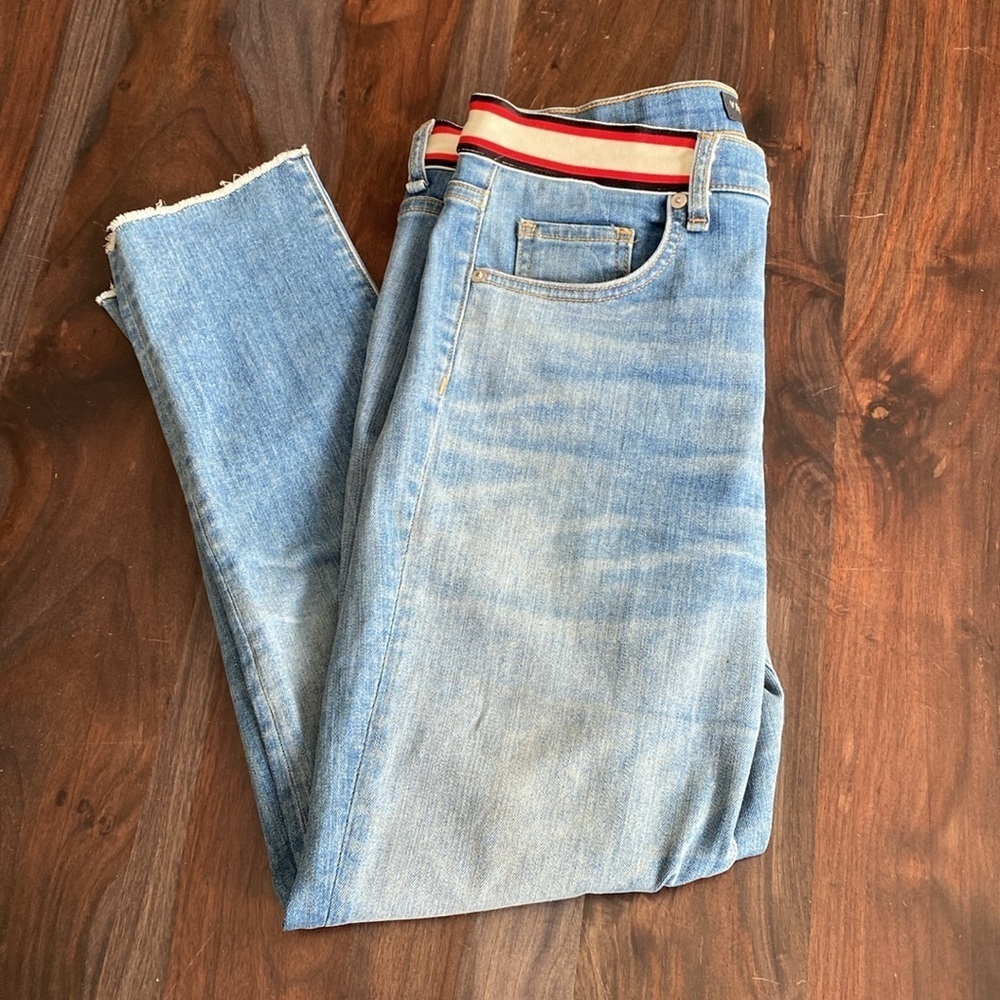 Veronica Beard Blue Denim Grotto Stripe Skinny Jean size 29/8 Button Fly - Picture 4 of 4